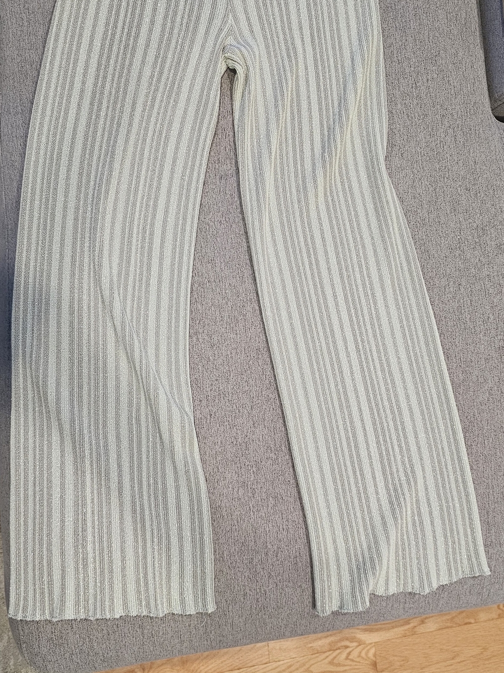 Women Knit Metallic  Pants Soft Gray And Light Mint Or Bluish Color Size Xs